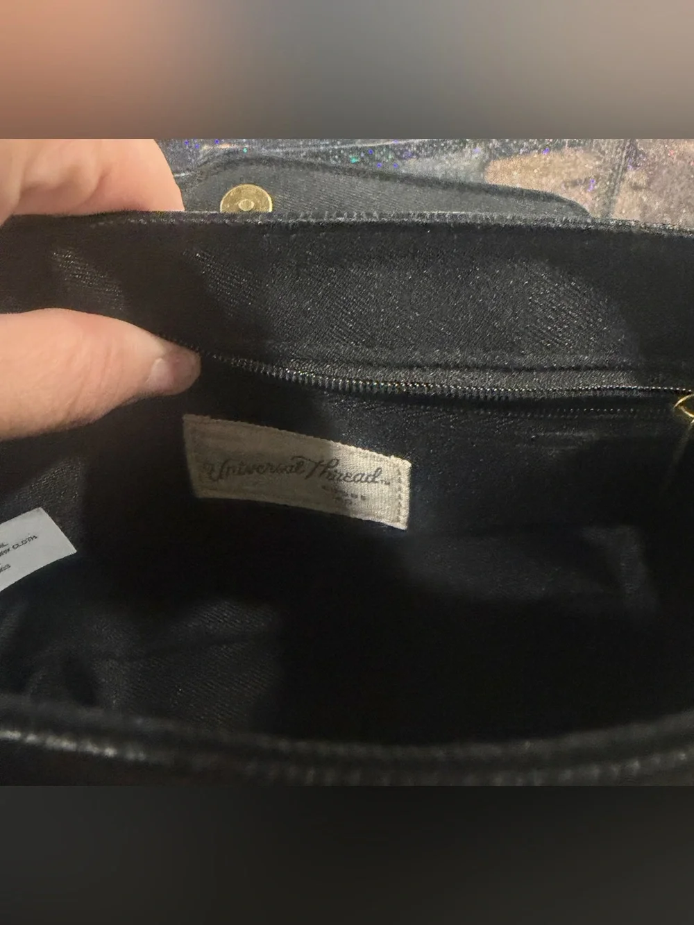 Universal Thread Black Faux Leather Envelope Crossbody Bag Adjustable Strap